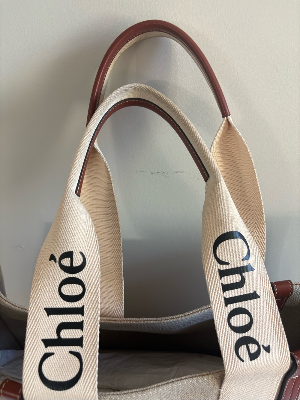Chloé Large “WOODY” Canvas Tote - Picture 3 of 10